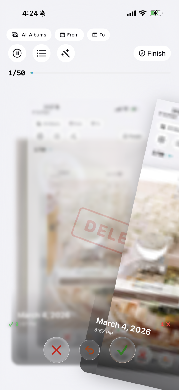 Swipe left to delete